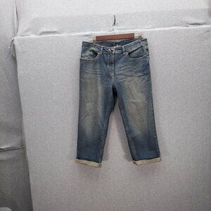 Kiabi Woman Size 14 Blue Jeans Denim Pants Mid-Rise Straight Leg Cotton Blend